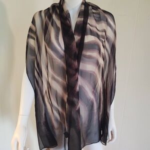 Doncaster-Tanner Silk Scarf, 21 x 70, Black and Gray Abstract, Classic Accessory